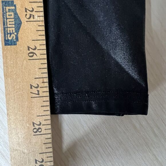 Spanx Leggings Yoga Pants L Sara Blakely Black Faux Leather Moto Stretch Workout - Picture 12 of 13